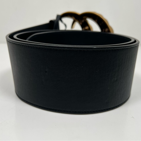 Gucci GG Faux Pearl Accent Black Wide Belt Size 95 - 38 - Picture 3 of 8
